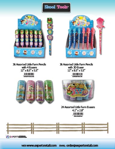Little Farm Pencils and Erasers